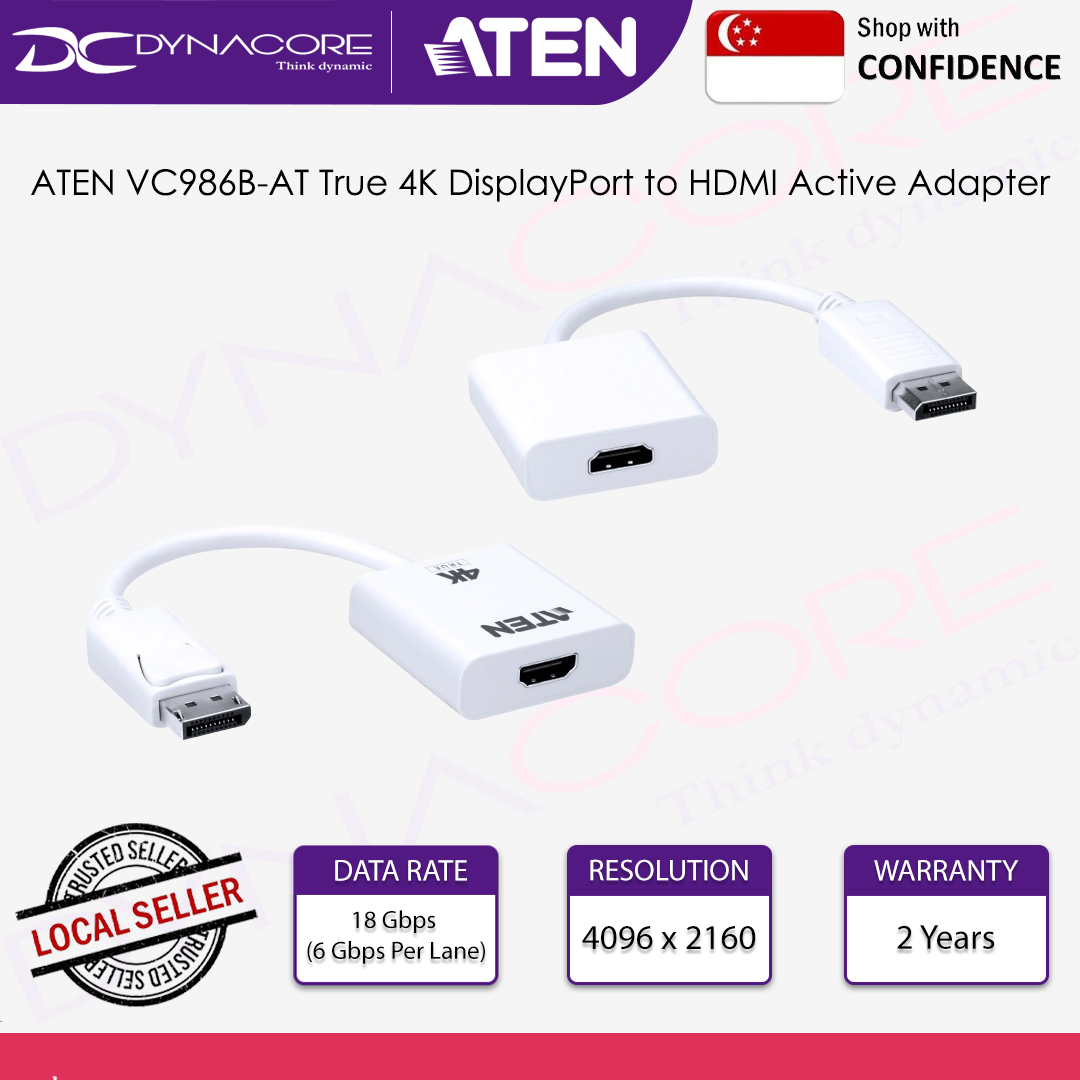 ATEN VC986B-AT True 4K DisplayPort to HDMI Active Adapter - 672792011283