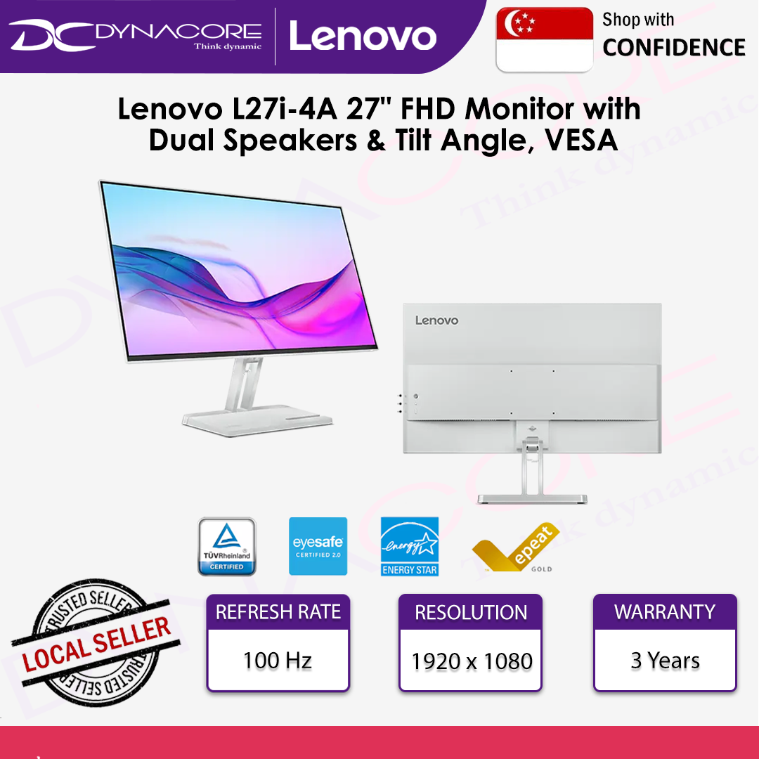Lenovo L27i-4A 67BEKAC1MY Monitor - 3Wx2 speaker, 27” 1920 x 1080 IPS 100Hz - 67BEKAC1MY