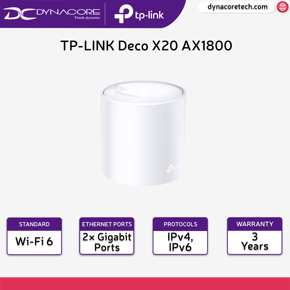 Deco X20 1 Pack AX1800 Whole Home Mesh Wi-Fi 6 System - (1-Pack) - 6935364052294