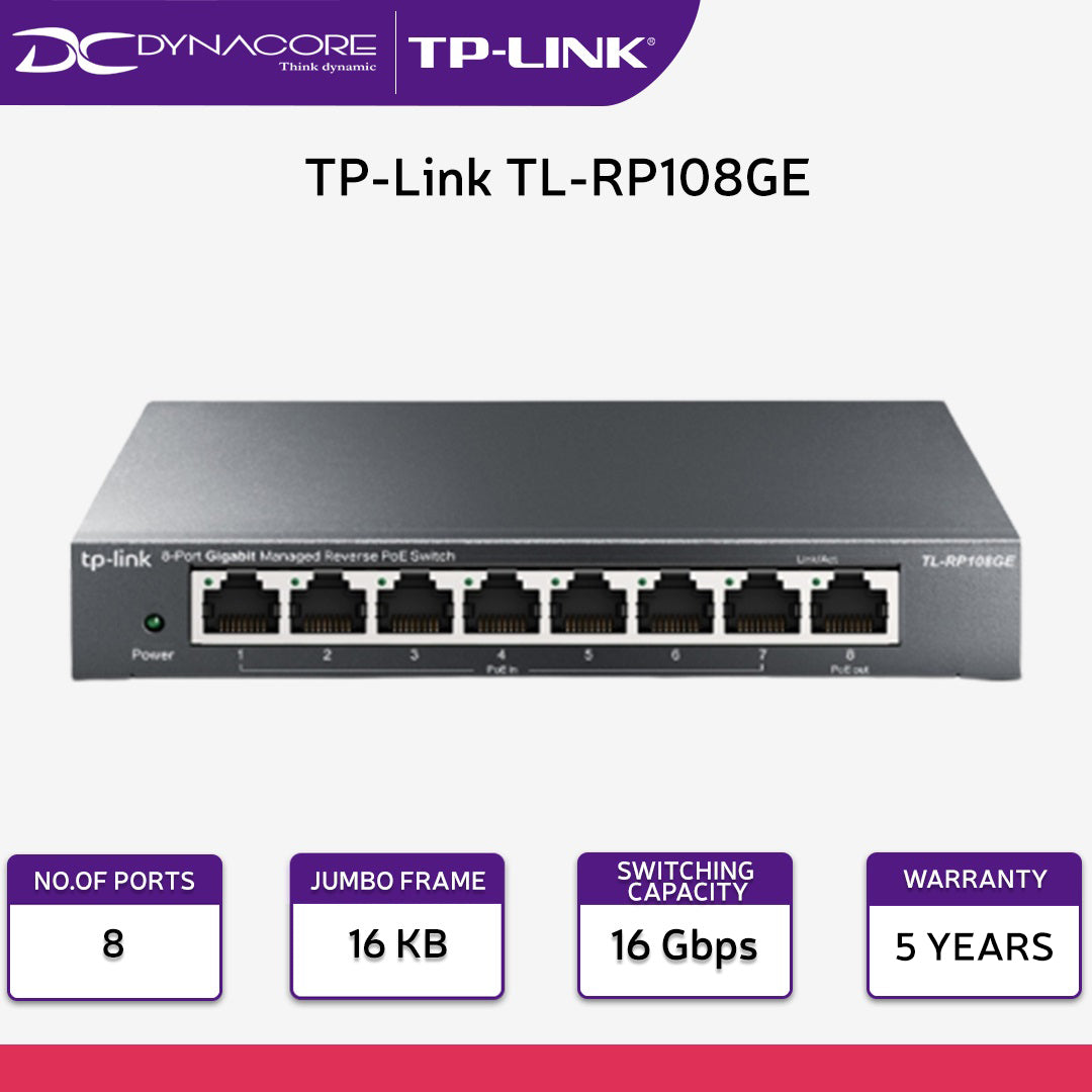 TP-Link TL-RP108GE 8-Port Gigabit Managed Reverse PoE Switch - 6935364052706