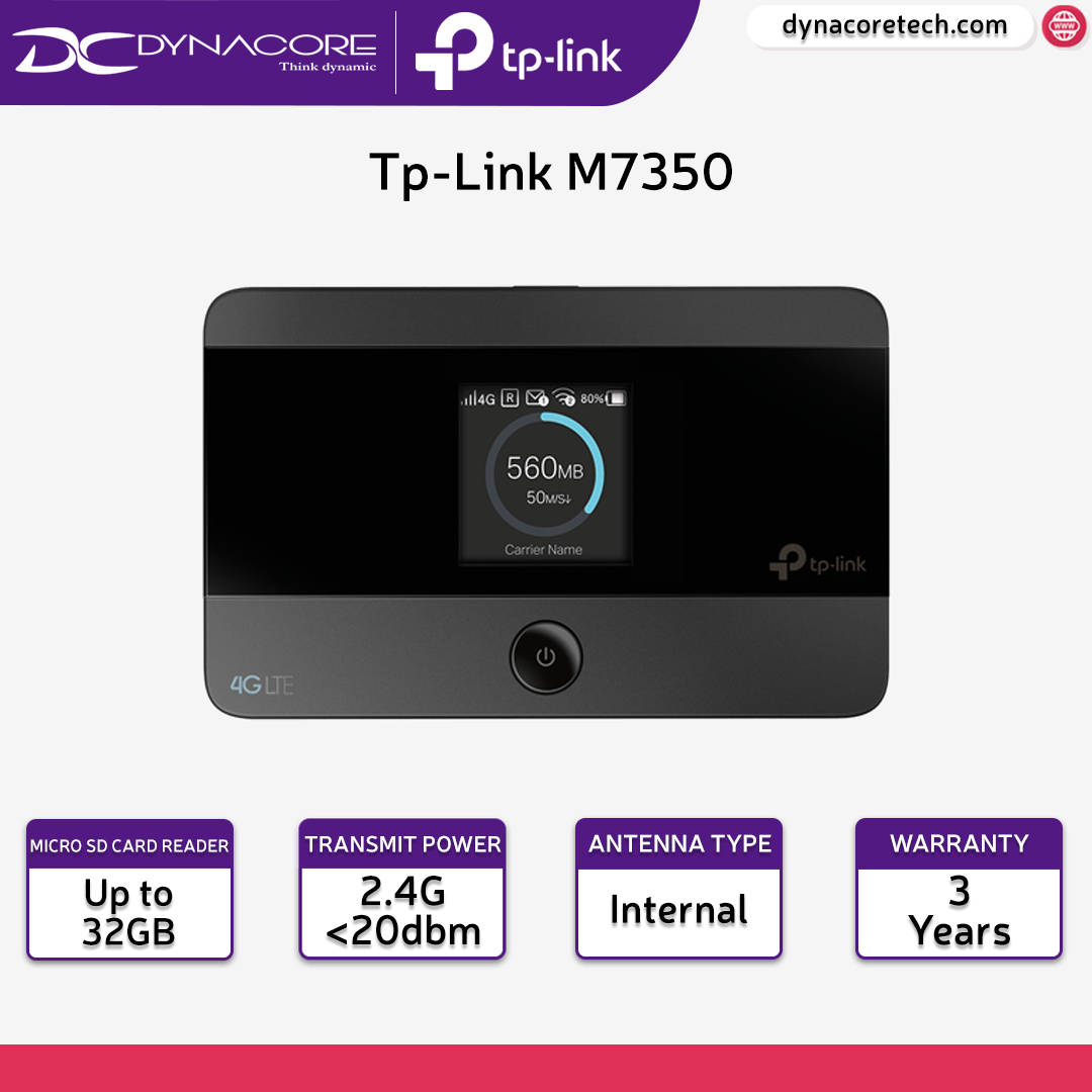 TP-LINK M7350 150 Mbps 3G/4G LTE Mobile Dual Band Travel WiFi Router/MiFi/Hotspot (with Sim Slot, up to 10 Devices & 8 Hrs) - 6935364080525