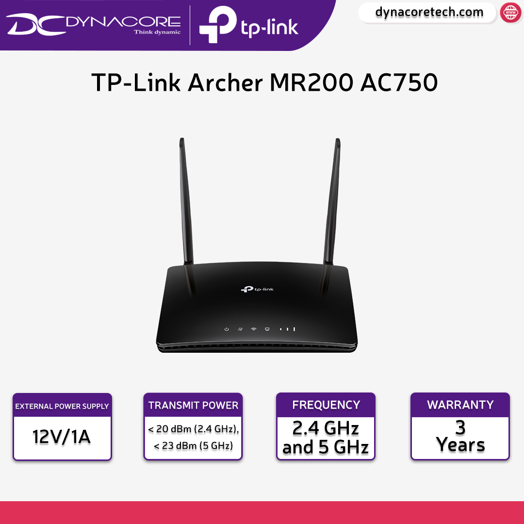 TP-LINK ARCHER MR200 AC750 Wireless Dual Band 4G LTE Router - 6935364092740