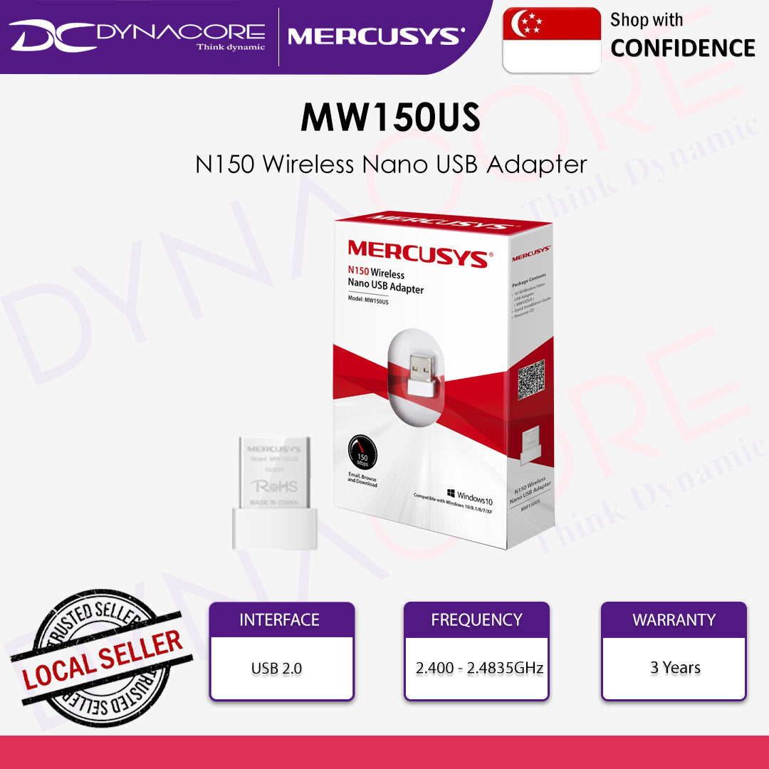 Mercury's MW150US N150 Wireless Nano USB Adapter( Powerd By Tp-Link ) -6957939000325