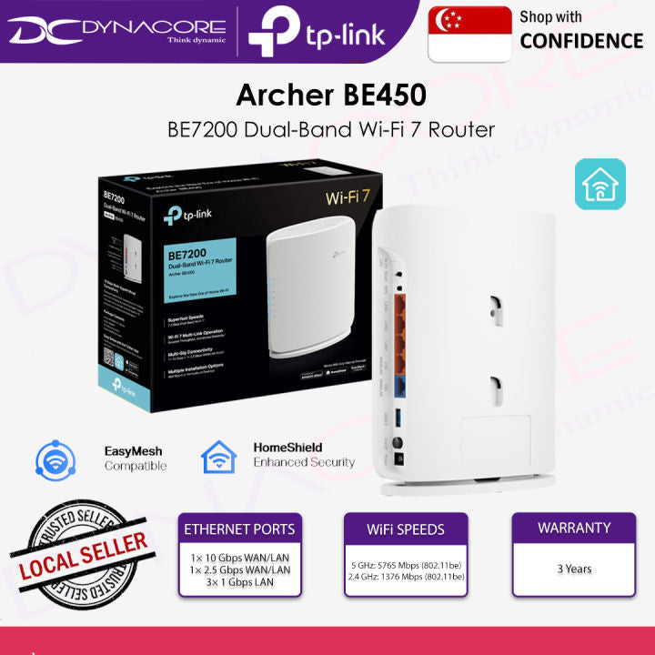 TP-LINK ARCHER BE450 BE7200 DUAL-BAND WIFI-7 ROUTER