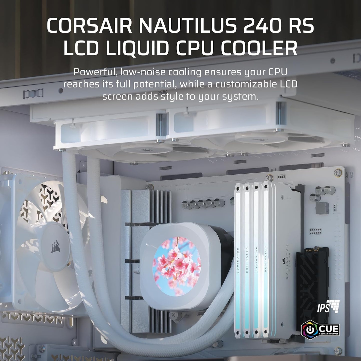 Corsair Nautilus 240 RS LCD Liquid CPU Cooler - White - 840440400349