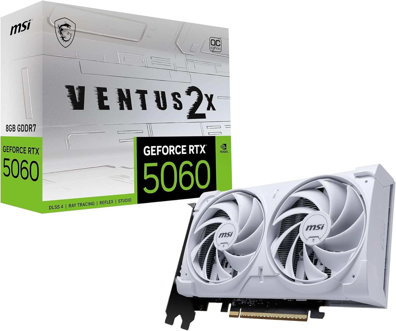 MSI GEFORCE RTX5060 8GB VENTUS 2X OC WHITE TWIN FAN GDDR7(3YRS) - 4711377344296