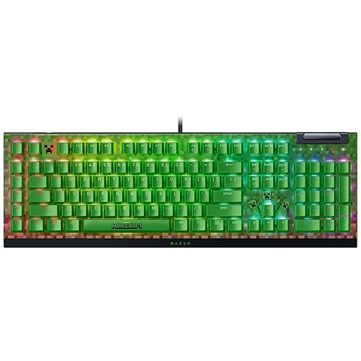 Razer BlackWidow V4 X Mechanical Gaming Keyboard: Green Switches Tactile & Clicky - 6 Macro Keys - Chroma RGB - Doubleshot ABS Keycaps - Sound Dampening & Stabilizers - Minecraft Edition - 8887910072936