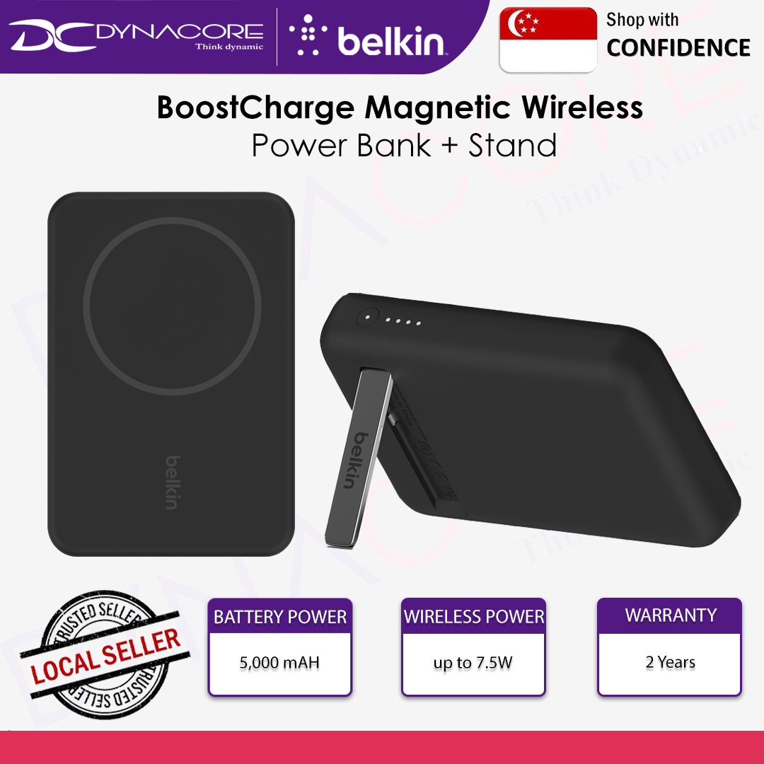 BELKIN BoostCharge Magnetic Wireless Power Bank 5K + Stand Black - BPD004BTBK - 745883841417