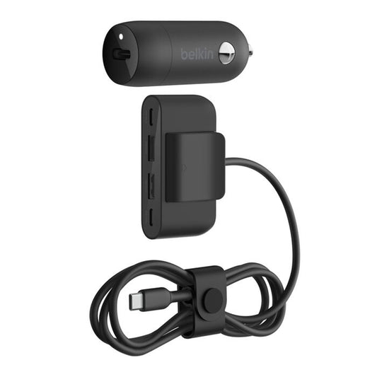 BELKIN BoostCharge 30W USB-C Car Charger + 4-port USB power extender Black - CCA004BT2MBK-B7 - 745883852383