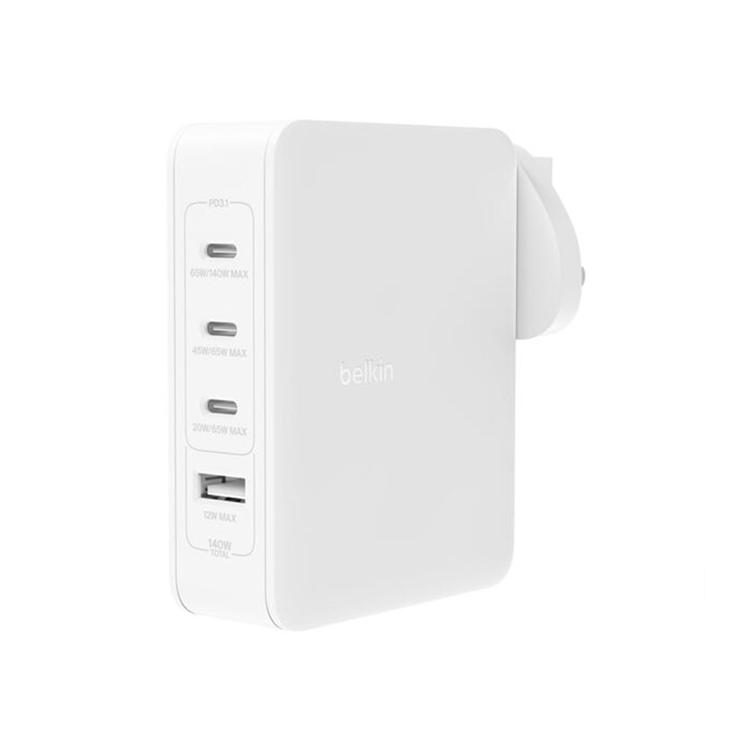 BELKIN BoostCharge Pro 140W 4-Port GaN Wall Charger - WCH014MYWH - 745883853342
