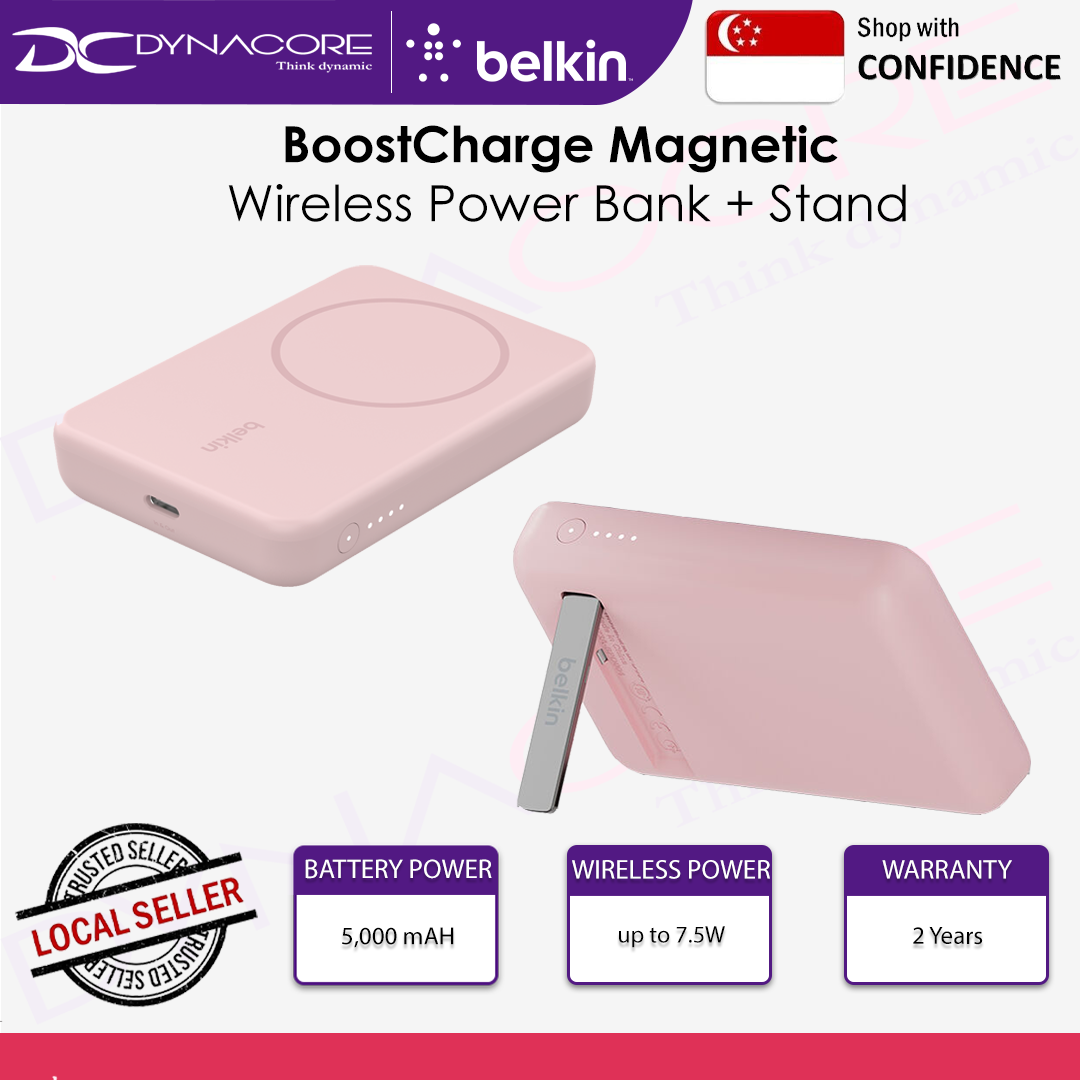 Belkin BoostCharge Magnetic Wireless Power Bank 5K + Stand - BPD004QCPK - 745883853878