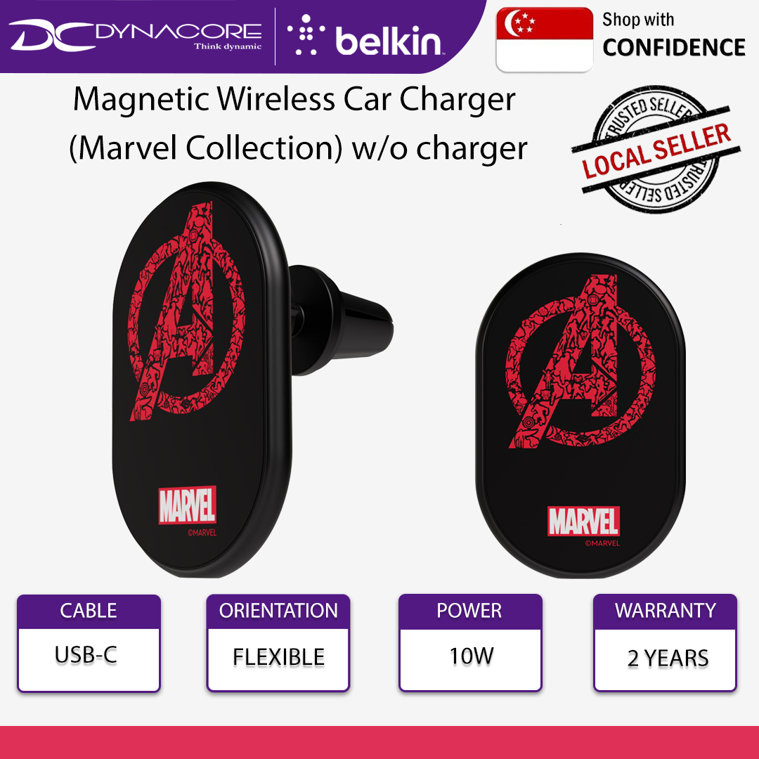 BELKIN BoostCharge Magnetic Wireless Car Charger 10W (Marvel Collection) w/o charger - WIC004QCNCBK-DY - 745883867707