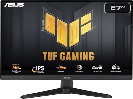 ASUS TUF Gaming VG279QE5A Gaming Monitor – 27-inch, Full HD(1920x1080), Overclock to 146Hz( Above 144Hz), IPS, ELMB Sync, 1ms MPRT, Stereo speaker, Variable Overdrive, Display Widget Center - ASUSVG279QE5A