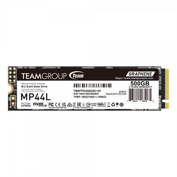 TEAMGROUP MP44L 500GB 5000MB/s GEN4 NVMe M.2 SSD - 765441062054