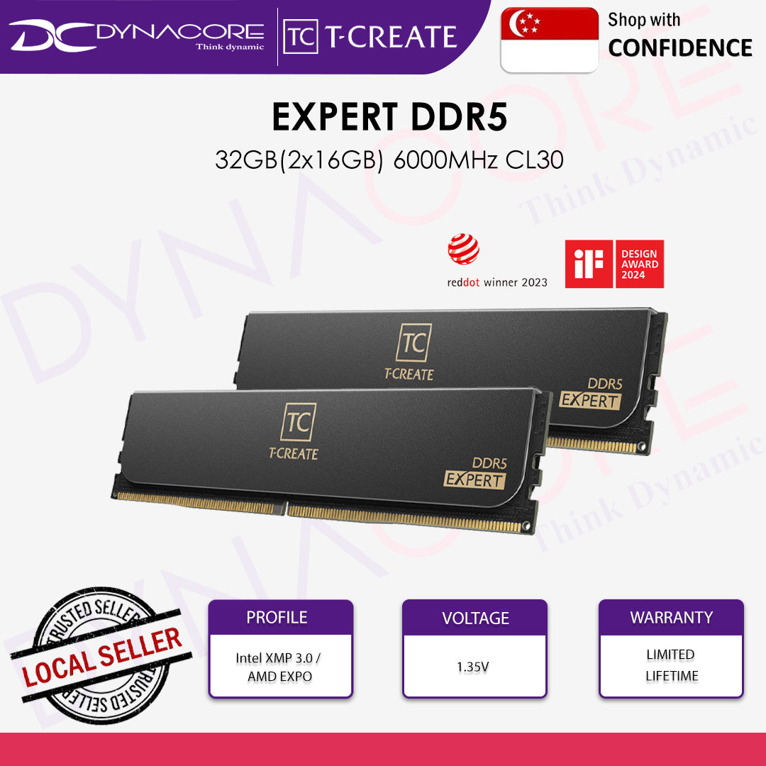 TEAM T-CREATE EXPERT DDR5 BLACK 6000MHz 32GB(16GBx2) CL30 KIT(LIMITED LT) - 765441766457