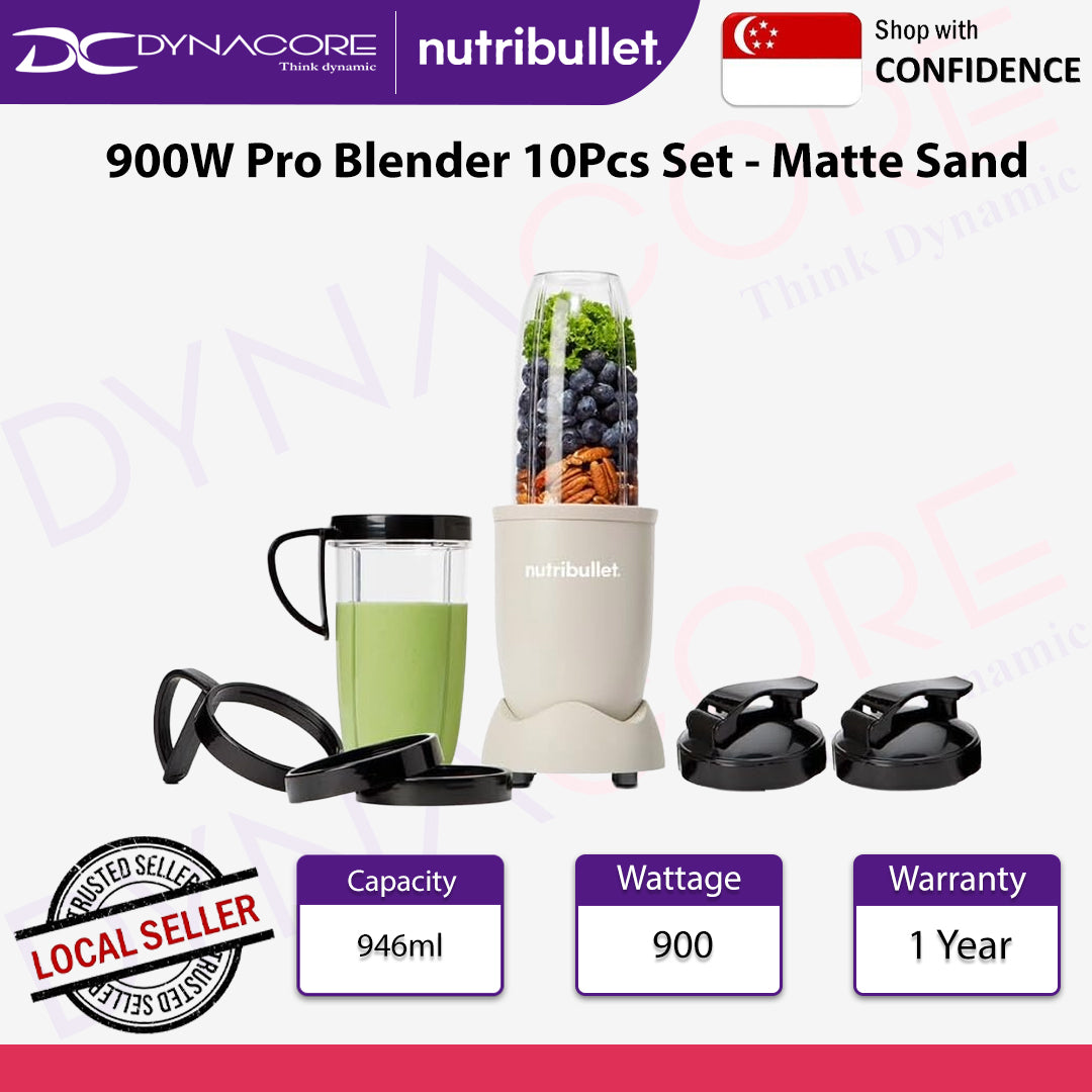 NutriBullet Pro NB910MASN - Personal Blender, 900W, comes with 10 accessories (incl. 2x 900ml BPA-free Tritan Cup), Sand colour - 8006447003385