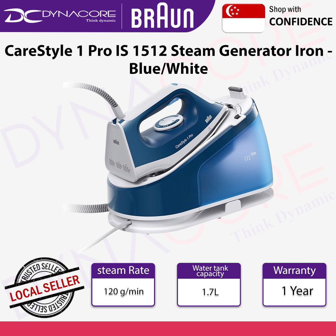 BRAUN CareStyle 1 Pro IS1512BL - Iron Steam Station, 120g/min steam, 380g/min steam shot, 6 bar, Sanitization Function, Super Ceramic Soleplate - 8021098002792