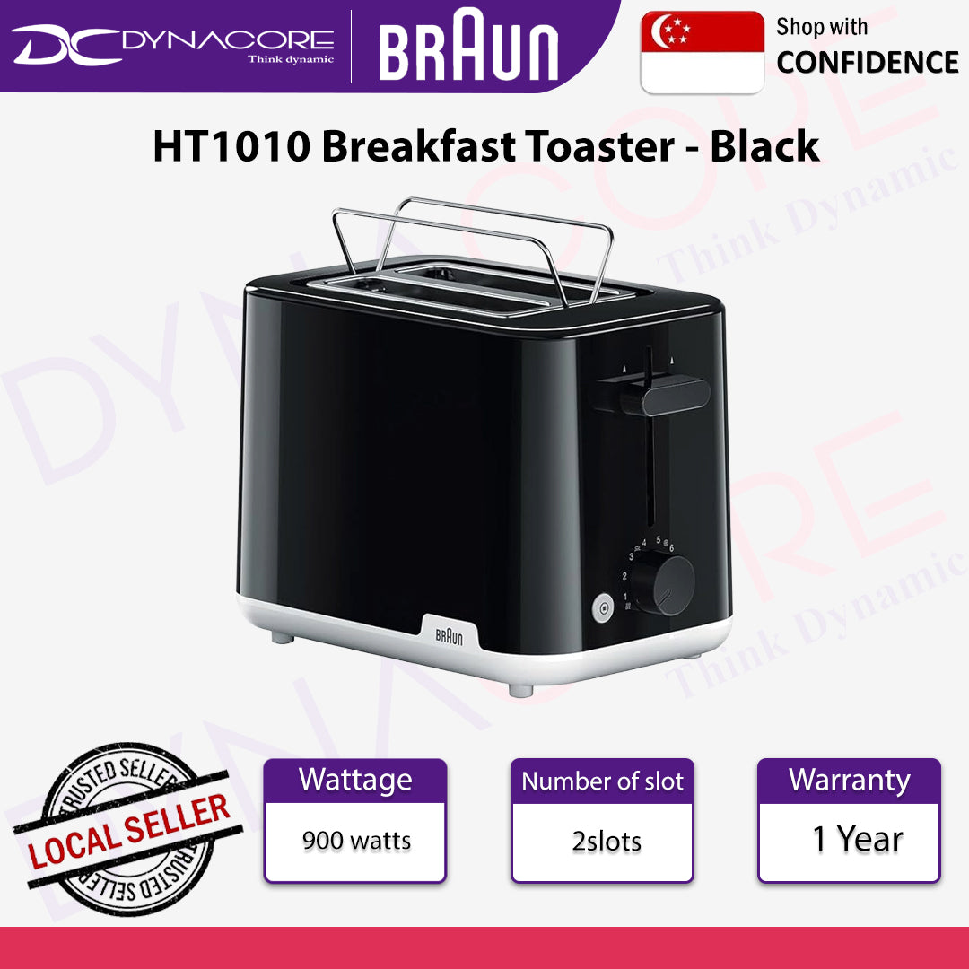 Braun Breakfast1 HT1010BK - 2-Slice Toaster with warming rack, Black - 8021098760142