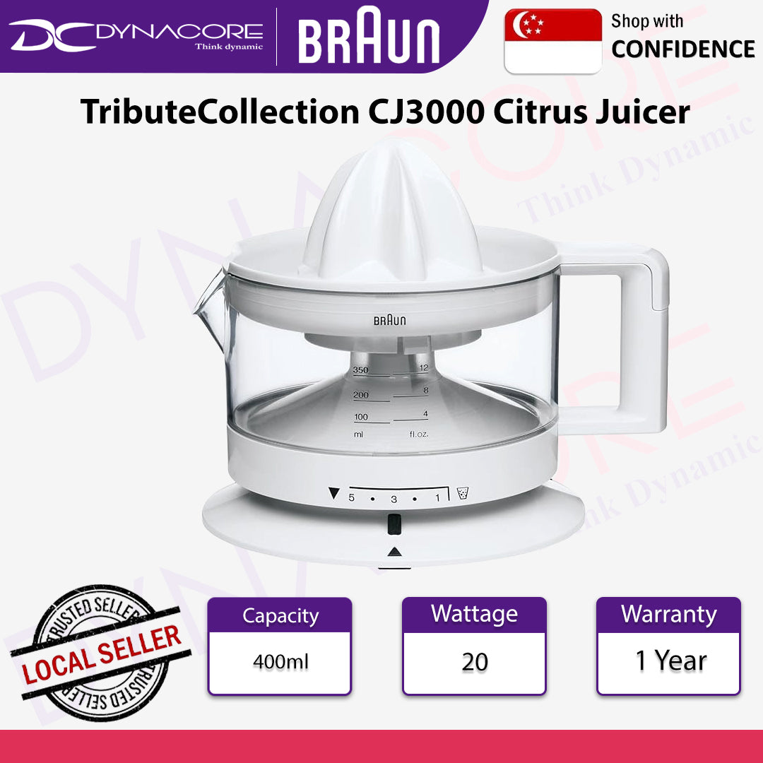 Braun TributeCollection 350ml Citrus Juicer CJ3000WH, White - 8021098773005