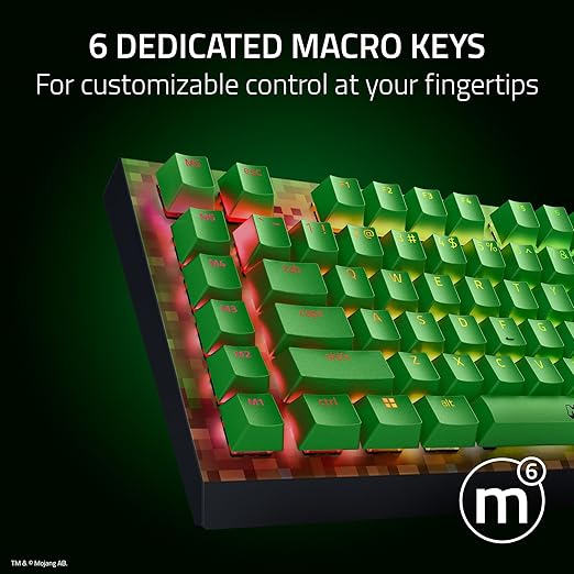 Razer BlackWidow V4 X Mechanical Gaming Keyboard: Green Switches Tactile & Clicky - 6 Macro Keys - Chroma RGB - Doubleshot ABS Keycaps - Sound Dampening & Stabilizers - Minecraft Edition - 8887910072936