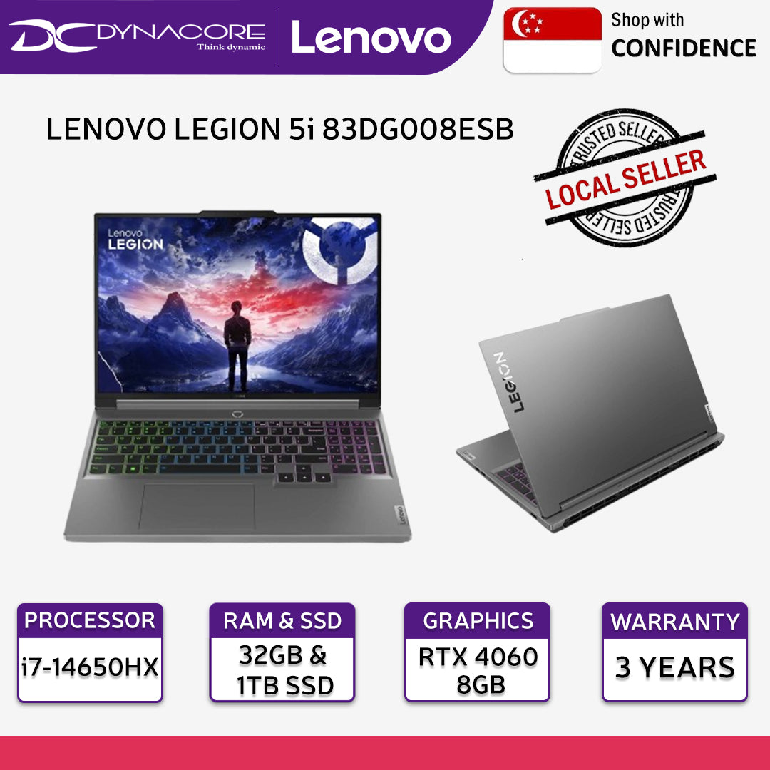 LENOVO LEGION 5i 83DG008ESB (NEW 14th GEN INTEL CORE i7-14650HX/32GB RAM /1TB SSD/RTX4060-8GB/16"inch) - 83DG008ESB