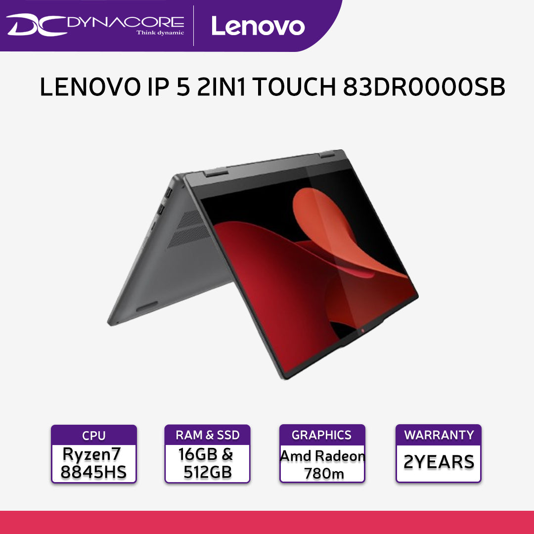 LENOVO IP 5 2IN1 TOUCH 83DR0000SB (New AMD Ryzen7-8845HS/16GB/512GGB/AMD/14"OLED/W11H)2YEARS WARRANTY - 83DR0000SB