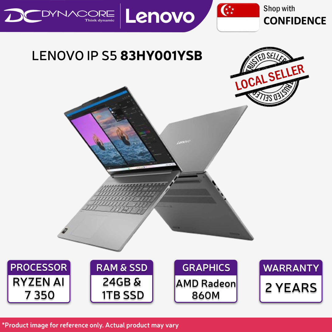 LENOVO IP S5 83HY001YSB (RYZEN AI 7 350/24GB RAM- (12GX2) /1TB M.2 NVMe /AMD Radeon™ 860M /16" 2.8K-OLED With Numpad/WIN11H)2YEARS WARRANTY - 83HY001YSB
