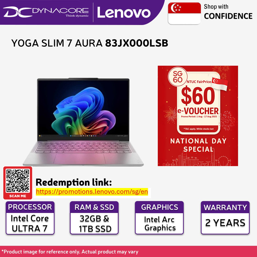LENOVO YOGA SLIM 7 AURA 83JX000LSB ( New Intel Core ULTRA7 258V/32GB/1TB SSD/ARC/14" TOUCH SCREEN 2.8K WQXGA+/ WIN11H) - 83JX000LSB