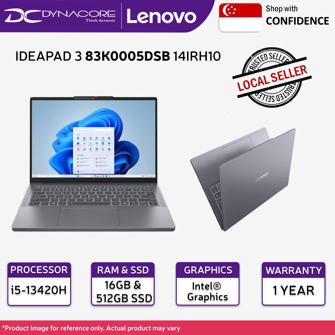 LENOVO IDEAPAD 3 83K0005DSB 14IRH10 (Intel® Core™ i5-13420H /16GB RAM/ 512GB SSD /Integrated Intel® Graphics/14" WUXGA/WIN11HOME) 1YEAR BY LENOVO - 83K0005DSB