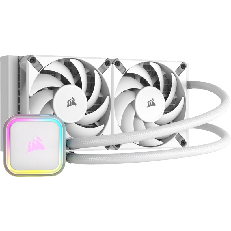 Corsair iCUE H100i Elite RGB Liquid CPU Cooler 120mm AF Elite Series FDB Fans 240mm Radiator White - 840006600282