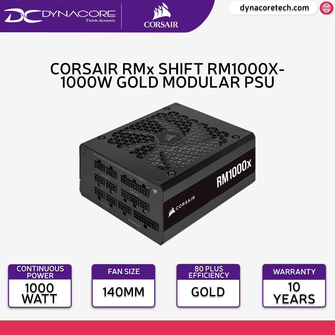 CORSAIR RMx SHIFT RM1000X-1000W ATX3.0 PCIe5 80+ GOLD MODULAR PSU(10YRS) - 840006653974