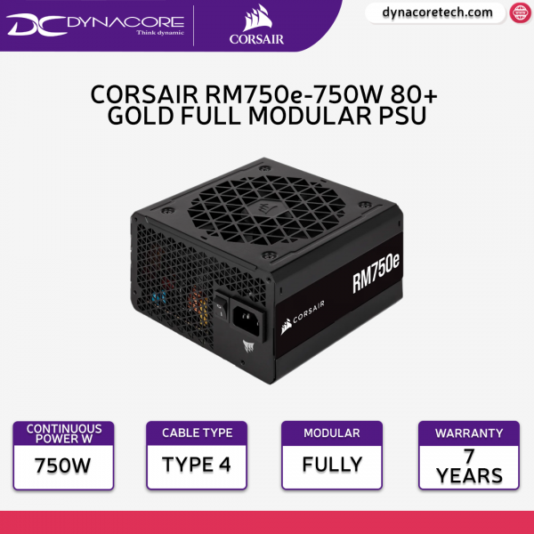 Corsair RM750e RMe Series Fully Modular Low-Noise Power Supplies with ATX 3.0 and PCIe 5.0 CP-9020262-UK - 840006699446