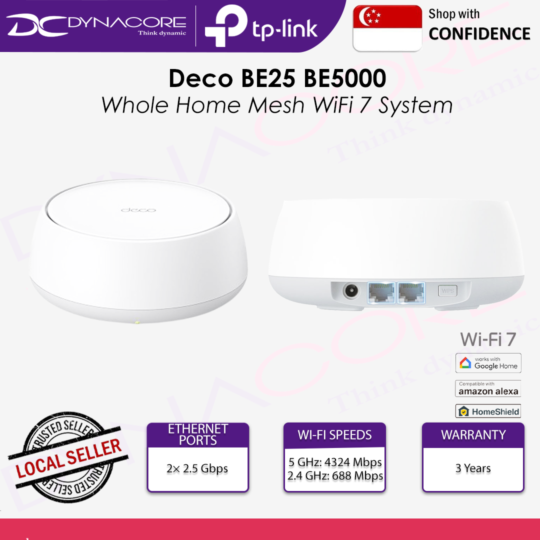 TP-LINK Deco BE25 BE5000 Whole Home Mesh WiFi 7 System - 1 Pack - 8885020620702