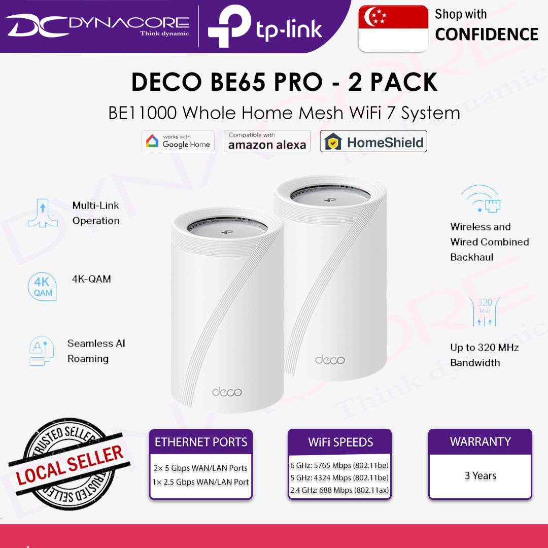 TP-Link Deco BE65 Pro(2-Pack) BE11000 Home Mesh WiFi 7 System - 8885020621686