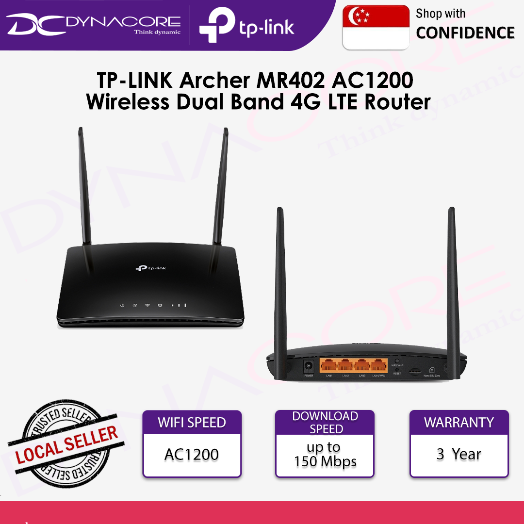TP-LINK Archer MR402 AC1200 Wireless Dual Band 4G LTE Router - 8885020625752