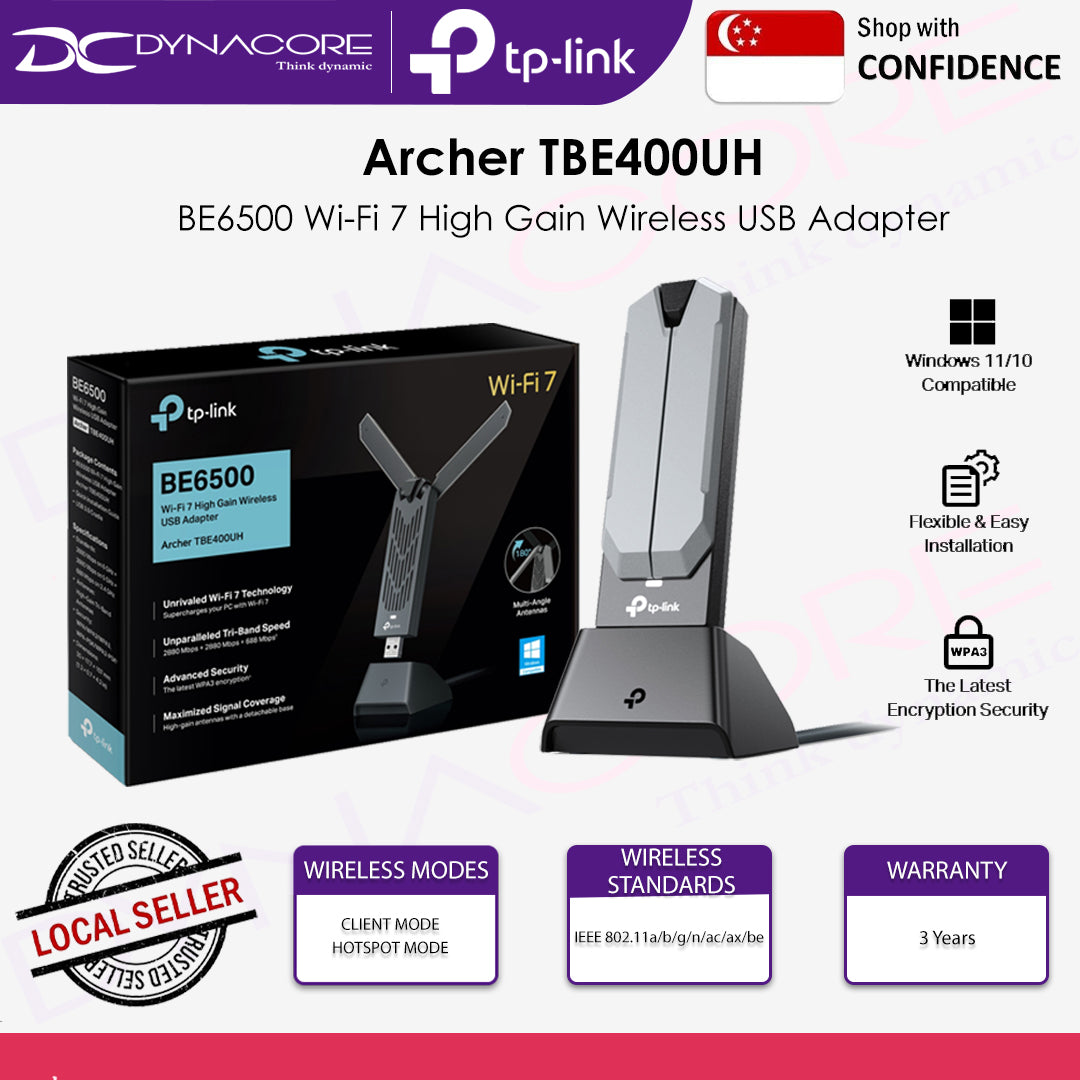 TP-LINK Archer TBE400UH BE6500 Wi-Fi 7 High Gain Wireless USB Adapter - 8885020627282