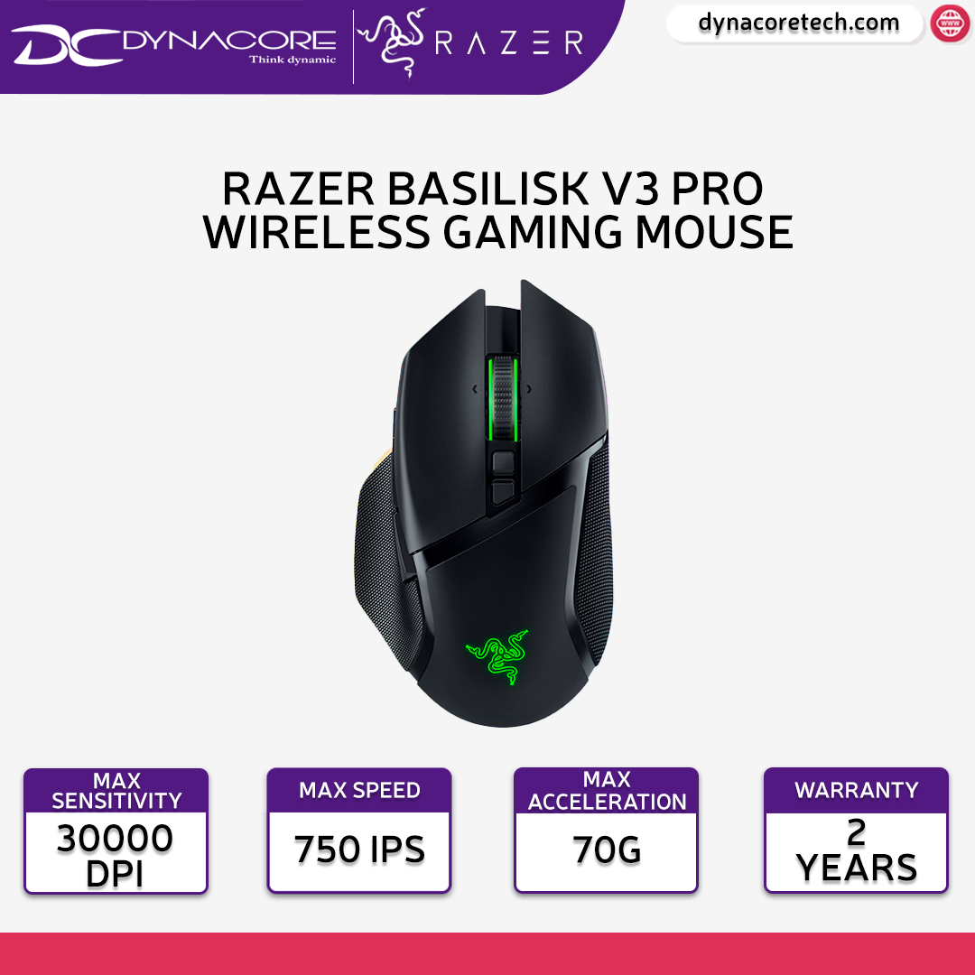 Razer Basilisk V3 Pro - Customizable Wireless Gaming Mouse with Razer HyperScroll Tilt Wheel - RZ01-04620100-R3A1 -8886419334033