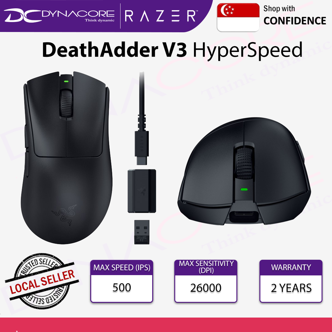 Razer DeathAdder V3 HyperSpeed Ultra-lightweight Wireless Ergonomic Esports Mouse - RZ01-05140100-R3A1-8886419334545