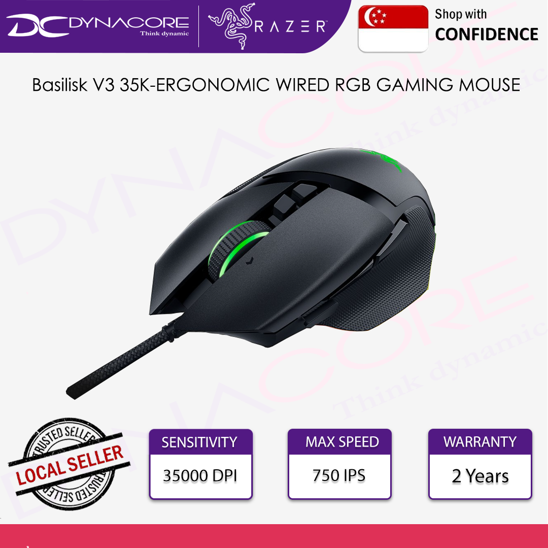 RAZER Basilisk V3 35K-ERGONOMIC WIRED RGB GAMING MOUSE RZ01-05230100-R3M1 - 8886419334576