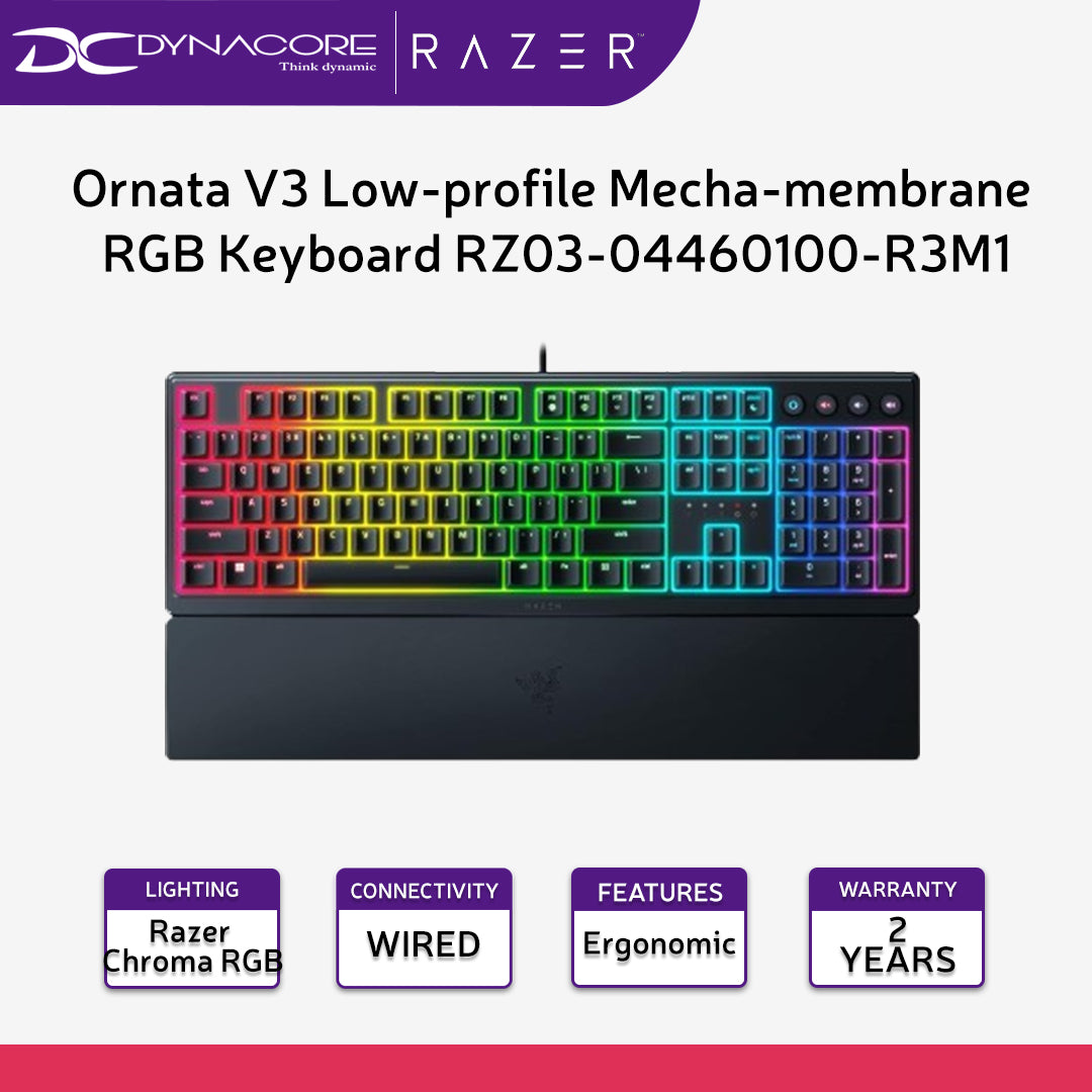 Razer Ornata V3 Low-profile Mecha-membrane RGB Keyboard RZ03-04460100-R3M1 - 8886419348658