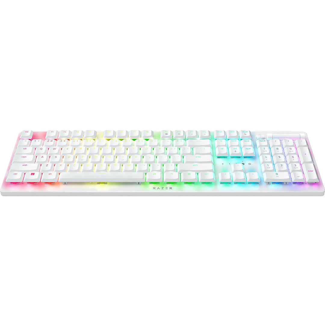 Razer DeathStalker V2 Pro Wireless Low Profile Optical Gaming Keyboard (Clicky Purple Switch) - White Edition - 8886419349426