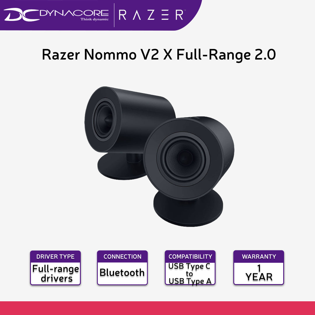 Razer Nommo V2 X Full-Range 2.0 PC Gaming Speakers - RZ05-04760100-R3G1 - 8887910060292
