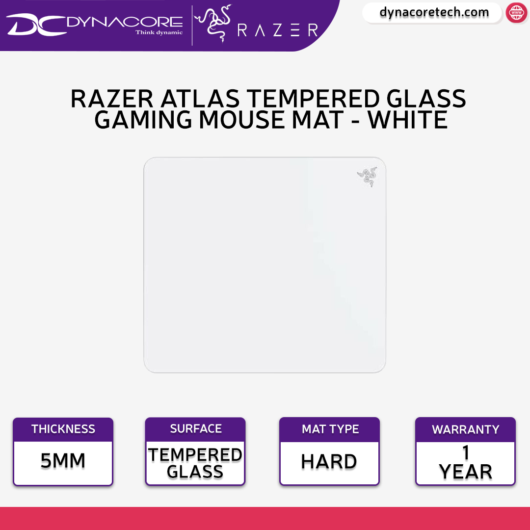 Razer Atlas Tempered Glass Gaming Mouse Mat - White - RZ02-04890200-R3M1-8887910063422