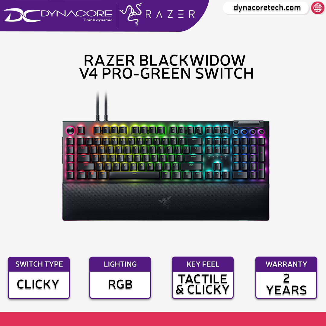 Razer BlackWidow V4 Pro RGB Mechanical Gaming Keyboard - Green Switches - RZ03-04680100-R3M1-8887910072011
