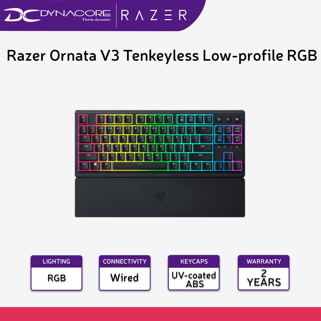 Razer Ornata V3 Tenkeyless Low-profile RGB Tenkeyless Mecha-membrane RGB Keyboard - 8887910073032