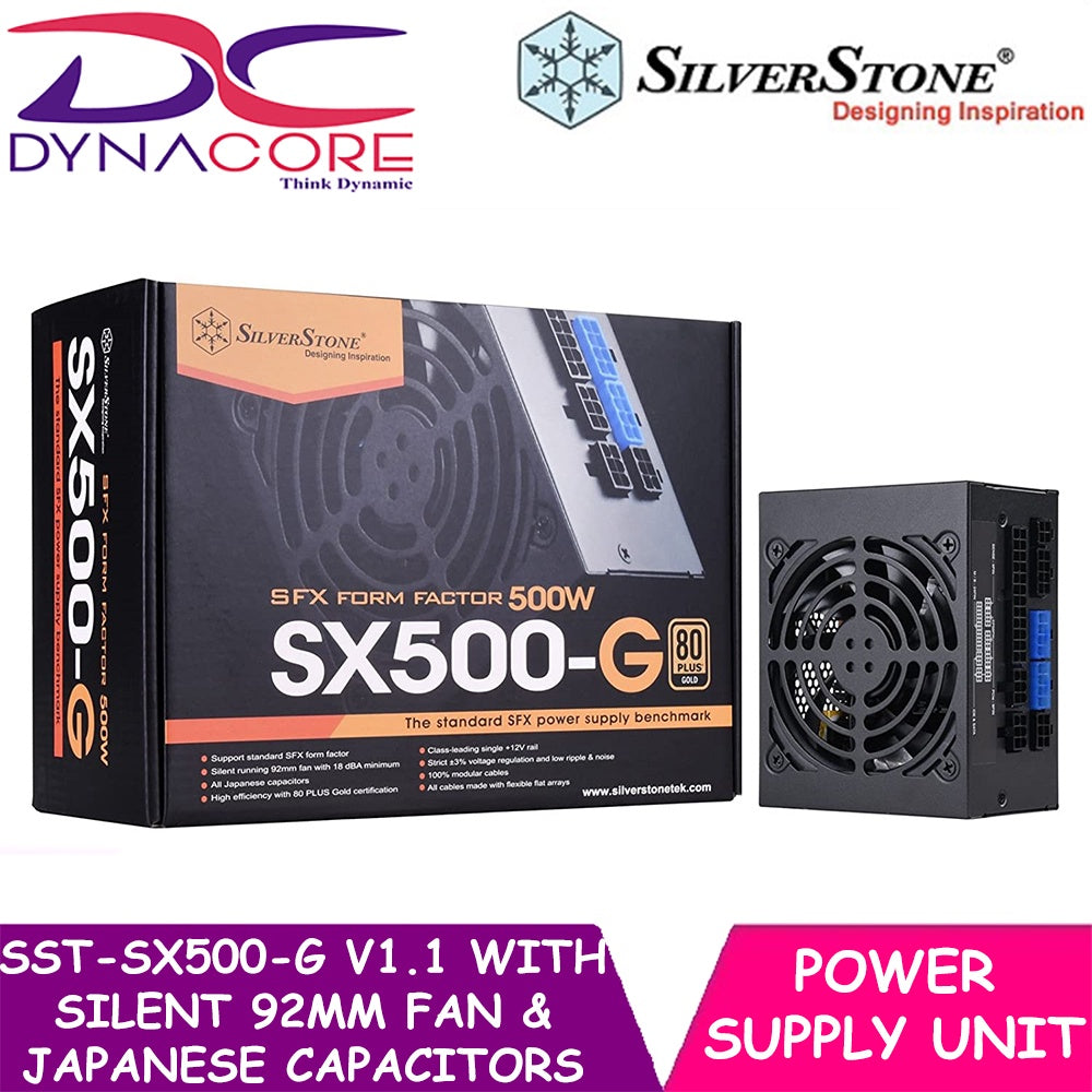 SilverStone SST-SX500-G V1.1 with silent 92mm Fan & Japanese Capacitors | 500W SFX Full Modular, 80+ Gold PSU - 4710679810898