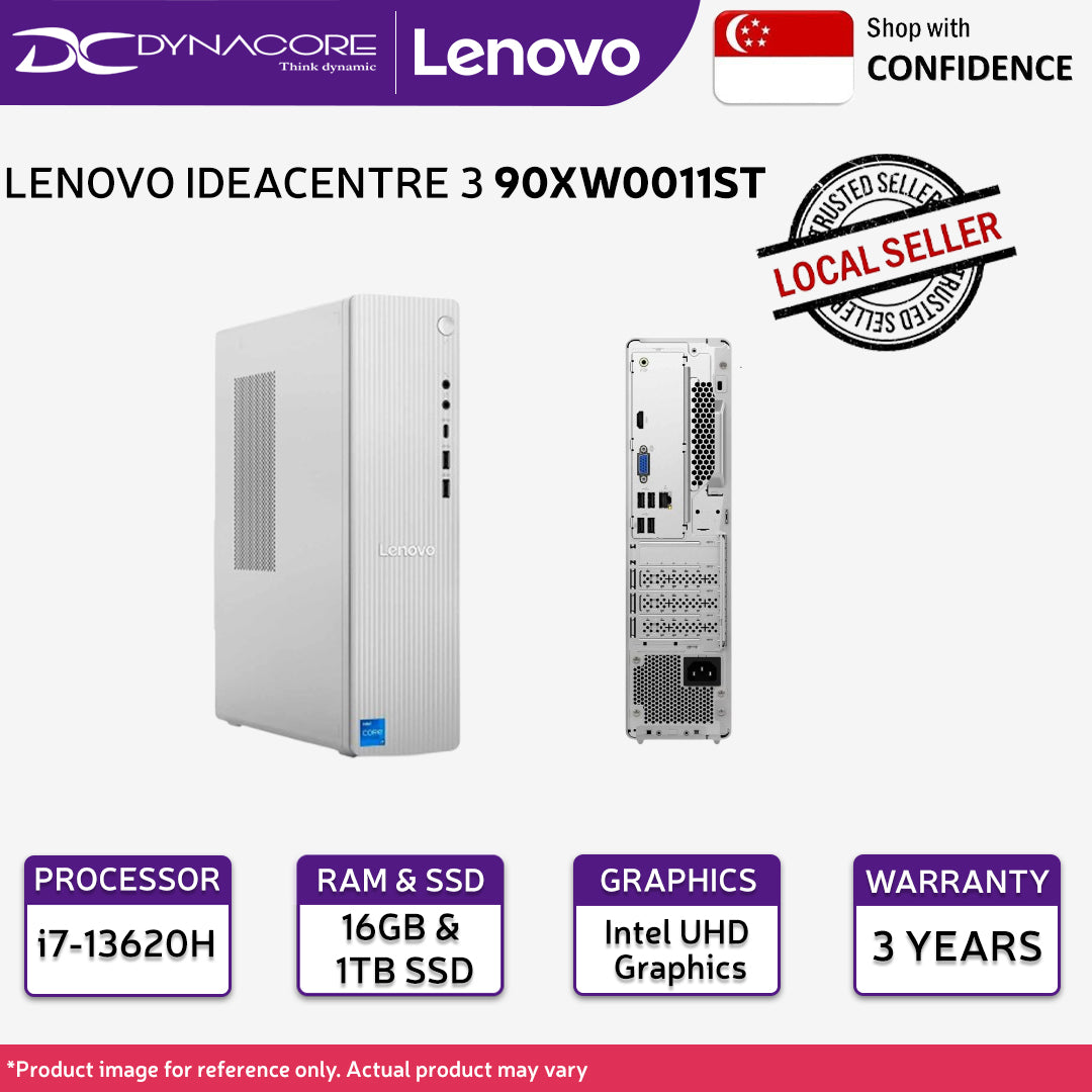 LENOVO IDEACENTRE 3 90XW0011ST (i7-13620H 10C/16G-D5/1TB/UHD/WIFI/WIN 11 HOME) 3YEARS WARRANTY - 90XW0011ST