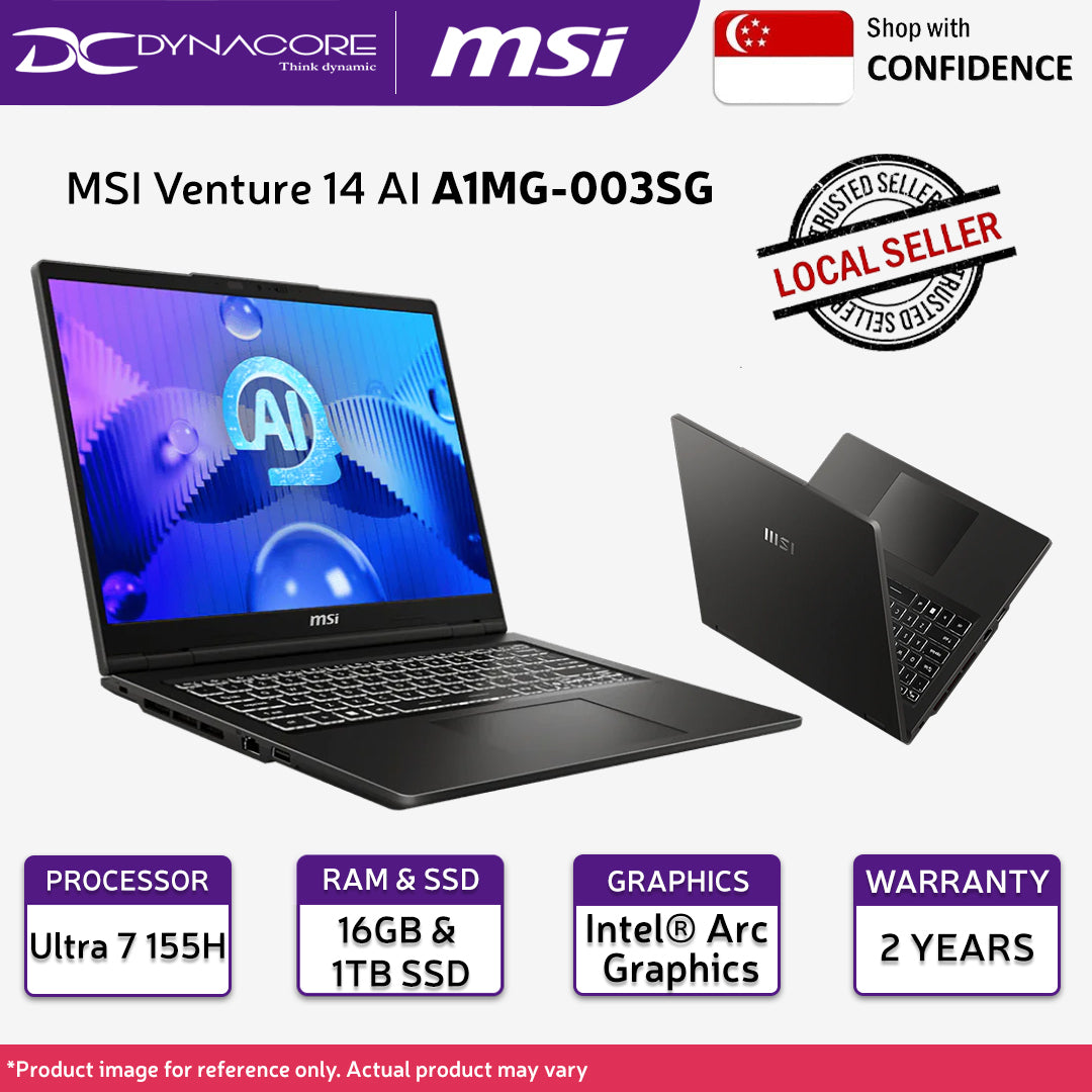 MSI VENTURE 14 AI A1MG-003SG 14IN 16:10 2.8K OLED U7 155H 16GB 1TB SSD WIN 11 INTEL ARC GRAPHICS SOLID GRAY - 9S7-14Q221-003