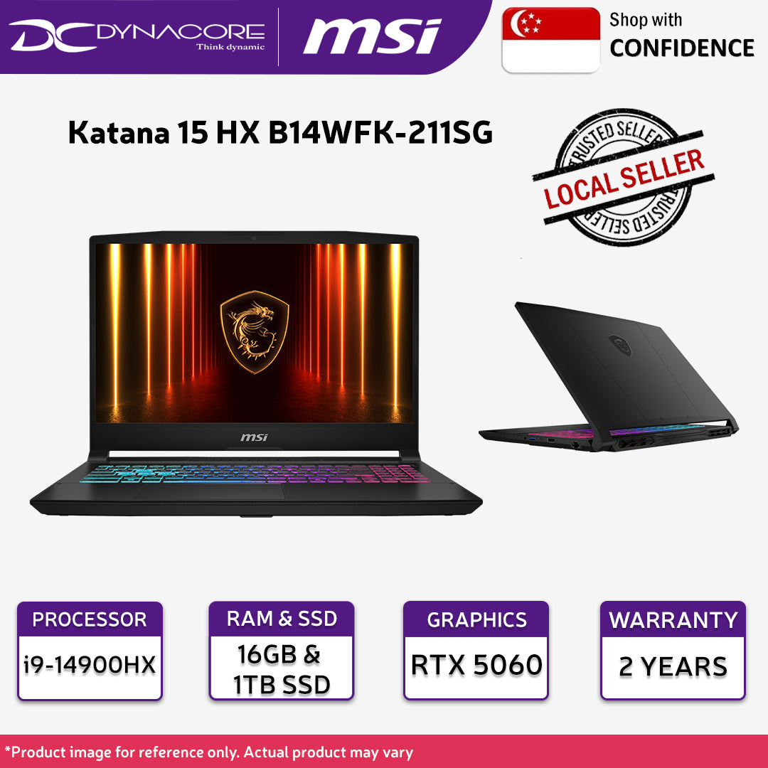 MSI Katana 15 HX B14WFK-211SG (15.6in QHD /i9-14900HX /RTX 5060 /16GB RAM /1TB SSD /WIN 11 HOME) - 9S7-1587C1-211