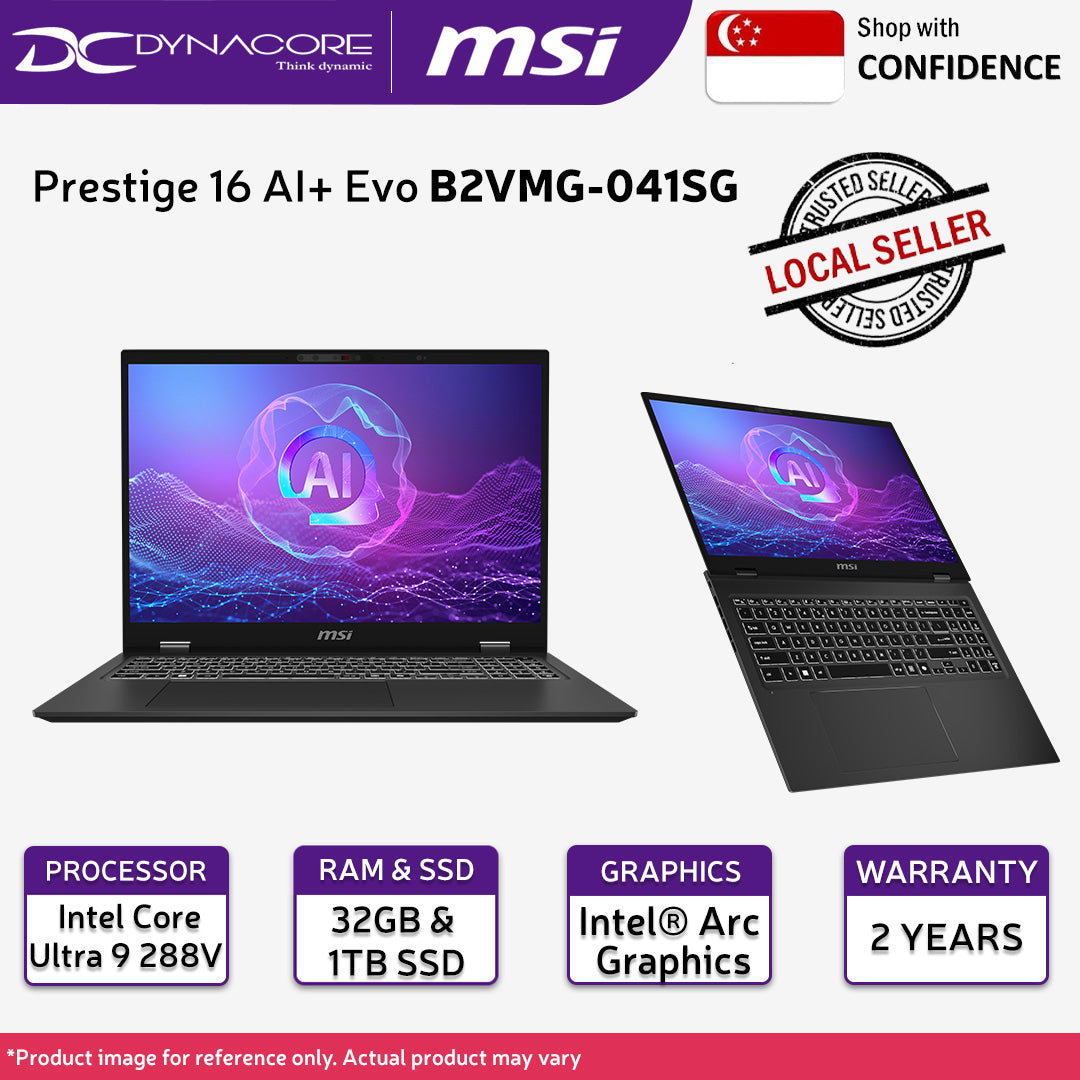 MSI Prestige 16 AI+ Evo B2VMG-041SG LAPTOP (Intel® Core™ Ultra 9 288V/ 16" UHD+ / Intel® Arc Graphics / 32GB / 1TB SSD / WIN 11 PRO) - 9S7-15A341-041